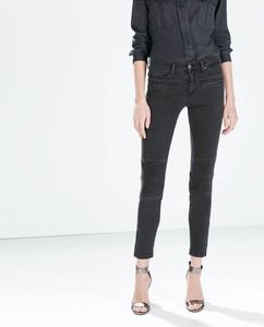 Zara Women's Slim Fit Denim Ankle Jeans Low Rise Black Size 8